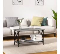 Hoopleep Sonoma Gray Coffee Table, 80 x 45 x 45 cm Wood Engineered Wood & Iron Frame, Modern Living Room Center Table with Open Storage for Drinks & Decor