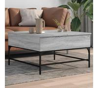 Hoopleep Sonoma Grey Coffee Table, 80 x 80 x 45 cm Wood Engineered & Metal Frame, Modern Square Living Room Center Table with Hidden Storage, Feet regolabile per stabilità