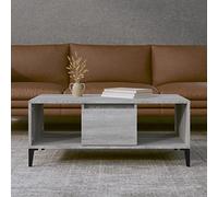Hoopleep Sonoma Grey Coffee Table, 90 x 50 x 36,5 cm, materiale basato sul legno, stile industriale Living Room Center Table with Storage, Metal Legs, Durable & Moisture-Resistant