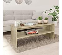 Hoopleep Sonoma Oak Coffee Table, 100 x 40 x 40 cm Wood Engineered, Modern Living Room Center Table with Open Storage Shelf, Scandinavian Style Design for Home Decor