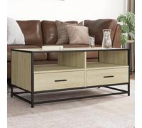 Hoopleep Sonoma Oak Coffee Table, 100 x 50 x 45 cm, cornice in legno e metallo, moderna Living Room Center Table con stoccaggio, durevole e stabile per la casa