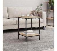 Hoopleep Sonoma Oak Coffee Table, 40 x 40 x 55 cm, materiale Wood-Engineered, Modern Living Room Side Table with Storage Shelf, Sturdy Metal Frame for Home & Office Use