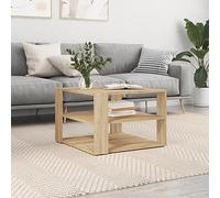 Hoopleep Sonoma Oak Coffee Table, 59,5 x 59,5 x 40 cm, legno Engineered Wood, storage a 3 livelli for Living Room, Modern Center Table Design, Surface Durable & Moisture-Resistant Surface, Elegant
