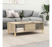 Hoopleep Sonoma Oak Coffee Table for Living Room, Modern Wood Material Center Table with Storage, 103,5 x 60 x 35 cm, in legno resistente, design rettangulare, elegante beige