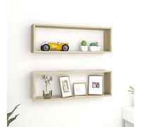 Hoopleep Sonoma Oak Floating Wall Shelves Set 2 pezzi di materiale derivato legno 80 x 15 x 26,5 cm Modern Cube Design for Living Room, Bedroom Decor, & Storage Display