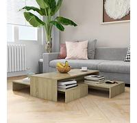 Hoopleep Sonoma Oak Nesting Coffee Table Set 100 x 100 x 26,5 cm legno ingegnerizzato, Modern Living Room Tables with Hidden Storage, Versatile Accent Side Tables for Home