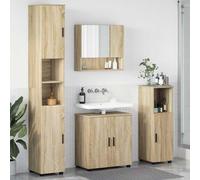 Hoopleep Sonoma - Set di 4 faccette per bagno in legno di quercia, 61 x 35 x 64 cm, resistente, facile da assemblare, per bagni moderni