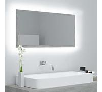Hoopleep Specchio da bagno a LED, grigio concentrato, 90 x 8,5 x 37 cm, acrilico, luce RGB, montaggio a parete per sale moderne, installazione orizzontale o verticale