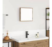 Hoopleep Specchio da bagno a LED, in legno di quercia, 40 x 8,5 x 37 cm, con luce integrata, alimentato tramite USB, per piccole stanze da bagno e condimenti