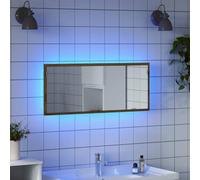Hoopleep Specchio da bagno a LED, in legno di quercia artisana, 100 x 8,5 x 37 cm, con luce trasparente per trucco e shaving, USB Powered Small Sink Area Lighting