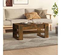 Hoopleep Tavola da caffè in legno per soggiorno, tavolo moderno e resistente, 102 x 55 x 45 cm