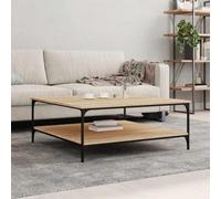Hoopleep Tavola da caffè in rovere Sonoma, 100 x 100 x 40 cm, quadrato Living Room Table with Storage Shelf, Modern Wood-Derived Material & Metal Frame for Home Lounge, Easy Assembly