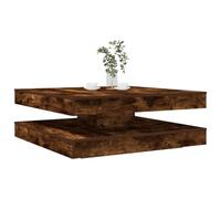 Hoopleep Tavola da caffè rotante a 360 gradi, 90 x 90 x 34,5 cm, in legno di quercia affumicata, Modern Living Room Center Table with Storage, Durable Engineered Wood Construction, Easy Clean Surface