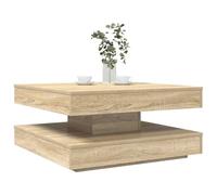 Hoopleep Tavola da caffè rotante a 360 gradi, finitura in rovere Sonoma, 70 x 70 x 34,5 cm, durevole legno ingegnerizzato, Modern Living Room Center Table with Storage for Books, Magazines