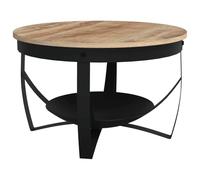 Hoopleep Tavola rotonda da caffè, 68 x 43 cm, in legno di mango, design industriale Living Room Center Table, Sturdy Iron Frame, Durable Accent Furniture for Modern Home Decor, Unique Grain