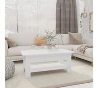 Hoopleep Tavolino bianco 102 x 55 x 42 cm, moderno tavolo da soggiorno in legno con ripiano, tavolino rettangolare per snack, bevande, libri, oggetti decorativi, ideale per soggiorno