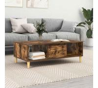 Hoopleep Tavolino da salotto, 103,5 x 60 x 35 cm, in legno con vano portaoggetti e ante a battente, gambe beige, design moderno, per soggiorno, riviste, libri, telecomandi