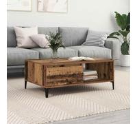 Hoopleep Tavolo da caffè industriale, effetto legno, 90 x 60 x 35 cm, durevole legno ingegnerizzato, cornice in metallo, fascino rustico, Living Room Storage, Easy Clean, Versatile Center Table
