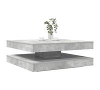 Hoopleep Tavolo da caffè rotante a 360 gradi, finitura grigio cemento, 90 x 90 x 34,5 cm, Modern Square Living Room Center Table with Storage, Durable Wood Material for Home