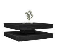 Hoopleep Tavolo da caffè rotante a 360 gradi, finitura in legno di quercia nera, 90 x 90 x 34,5 cm, quadrato con stoccaggio, design moderno in legno per la casa