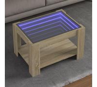 Hoopleep Tavolo LED Infinity Mirror Coffee Table, Sonoma Oak Wood 73 x 53 x 45 cm, Durable Engineered Wood, RGB LED Lighting, Versatile Side End Table for Living Room, Modern Home Decor