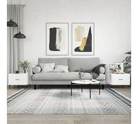 Hoopleep White 50 x 50 x 40 cm Wood Engineered Coffee Tables for Living Room, Set di 2 tavole laterali moderne Square con Storage Drawer, Stormdy Iron Legs, finitura resistente all'umidità