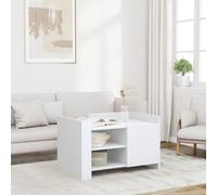 Hoopleep White Coffee Table, 80 x 50 x 50 cm, legno ingegnerizzato, Modern Living Room Center Table with Storage, Durable & Stable Surface for Drinks, Magazine, Books