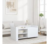 Hoopleep White Coffee Table for Living Room, 100 x 50 x 50 cm, materiale basato sul legno, moderno tavolo con stoccaggio, durevole e resistente all'umidità, design versatile per la decorazione della