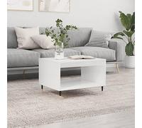 Hoopleep White Coffee Table for Living Room, 60 x 50 x 40 cm, Durable Engineered Wood & Iron, Modern Center Table with Storage, Stable Rectangular Design for Snacks & Decor