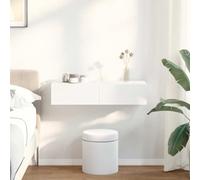 Hoopleep White Floating Wall Shelf with Drawers, Durable Engineered Wood Mounted Storage, 80 x 33 x 17 cm for bedroom, Living Room, & Office Decor Display, Modern Space Saving Solution