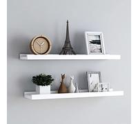 Hoopleep White Floating Wall Shelves, confezione da 2 pezzi Modern MDF Picture Ledge Display Storage, U-Shaped Mounted Decor for Living Room, Bedroom, Office, 80 x 9 x 3 cm
