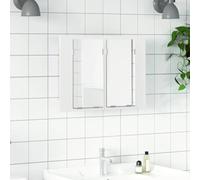 Hoopleep White LED Bathroom Mirror Cabinet, 60 x 12 x 45 cm, acrilico, RGB Light Vanity Sink Storage, Wall Mounted, Easy Assembly, Compact Design for Small Bathroom