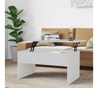 Hoopleep White Lift Top Coffee Table for Living Room, 80 x 50,5 x 41,5 cm, Wood Engineered, Modern Center Table with Storage, Height Adjustable, Easy Clean