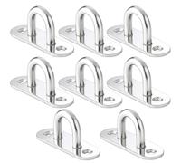 HOOPOE Ganci da Muro Inox M6,Gancio Soffitto Resistenti a U con 2 Fori,8 Pezzi Argento Cuscinetto Occhiello,Ganci di Fissaggio per Anello Sospeso per Oggetti Sospesi 60x20mm