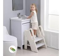hoopyosms Sgabello pieghevole per bambini regolabile da 3 a 2 sgabelli per lavabo da bagno per bambini sgabello per addestramento vasino con corrimano, aiuto per la cucina dei bambini, scala con