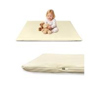 hoopyosms Tappeto Gioco per Bambini 127x127cm, Tappeto Spesso in PU Vegano Resistente all’Acqua per Neonati e Bambini, per Box, Gattonare & Baby Gym (Beige)