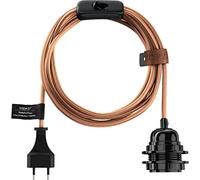 Hoopzi - Bala - Cavo Elettrico Tessuto - 36 Colori - 4,5 Metri - Portalampada E27 con interruttore - Lampade a Sospensione - Colore Rame
