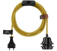 Hoopzi - Bala - Cavo Elettrico Tessuto in Lino - 36 Colori - 4,5 Metri - Portalampada E27 con Interruttore - Lampade a Sospensione