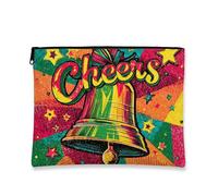 Hooray Bell - Trousse per cosmetici da donna, in tela, con cerniera, stile retrò, vivace, per viaggi e vacanze, Multicolore, 7x9 Inch, Campana