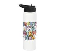 Hooray It's STEM Day Funny Science Student Math Tech Physics Stainless Steel Insulated Water Bottle