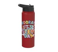 Hooray It's STEM Day Funny Science Student Math Tech Physics Stainless Steel Insulated Water Bottle