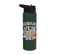 Hooray It's STEM Day Funny Science Student Math Tech Physics Stainless Steel Insulated Water Bottle