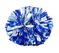 Hooshing, 2 Pompon da Cheerleader, con Manico a Bacchetta, per Sport di Squadra, Blue-Sliver