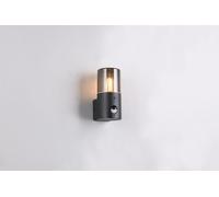 HOOSIC APPLIQUE DA ESTERNO ANTRACITE CON DIFFUSORE FUME' E SENSORE DI MOVIMENTO IP44 H. 17,5CM 1 LUCE ATTACCO E27