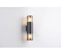 HOOSIC APPLIQUE DA ESTERNO BI-EMISSIONE ANTRACITE CON DIFFUSORI FUME' IP44 H. 33CM 2 LUCI ATTACCO E27