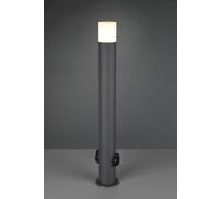 HOOSIC PALO DA ESTERNO ALTO FUSIONE DI ALLUMINIO ANTRACITE CON 2 PRESE SCHUKO ALLA BASE IP44 H.80CM 1 LUCE ATTACCO E27