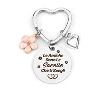 Hoosmoon Regalo Sorella Compleanno, Idee Regalo Originali per Migliore Amica, Portachiavi Amicizia, Amica Speciale - Le Amiche Sono Le Sorelle Che ti Scegli