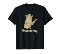 Hootenanny Gufo che suona banjo country Owl Banjo Chitarra Musica Maglietta