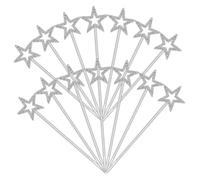 HOOTNEE 12 Bacchette Magiche a Forma di Stella a Cinque Punte, Giocattoli Bastoncini di Fata Glitterati per Spettacoli, Feste e Servizi Fotografici, Set da 12 Pezzi Argento
