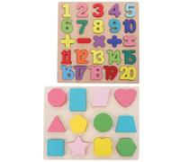HOOTNEE 2 set Puzzle Educativo in Legno per Numeri e Forme Giocattolo Montessori per Sviluppo Abilità Motorie Creatività e Riconoscimento Colori e Figure per Anni